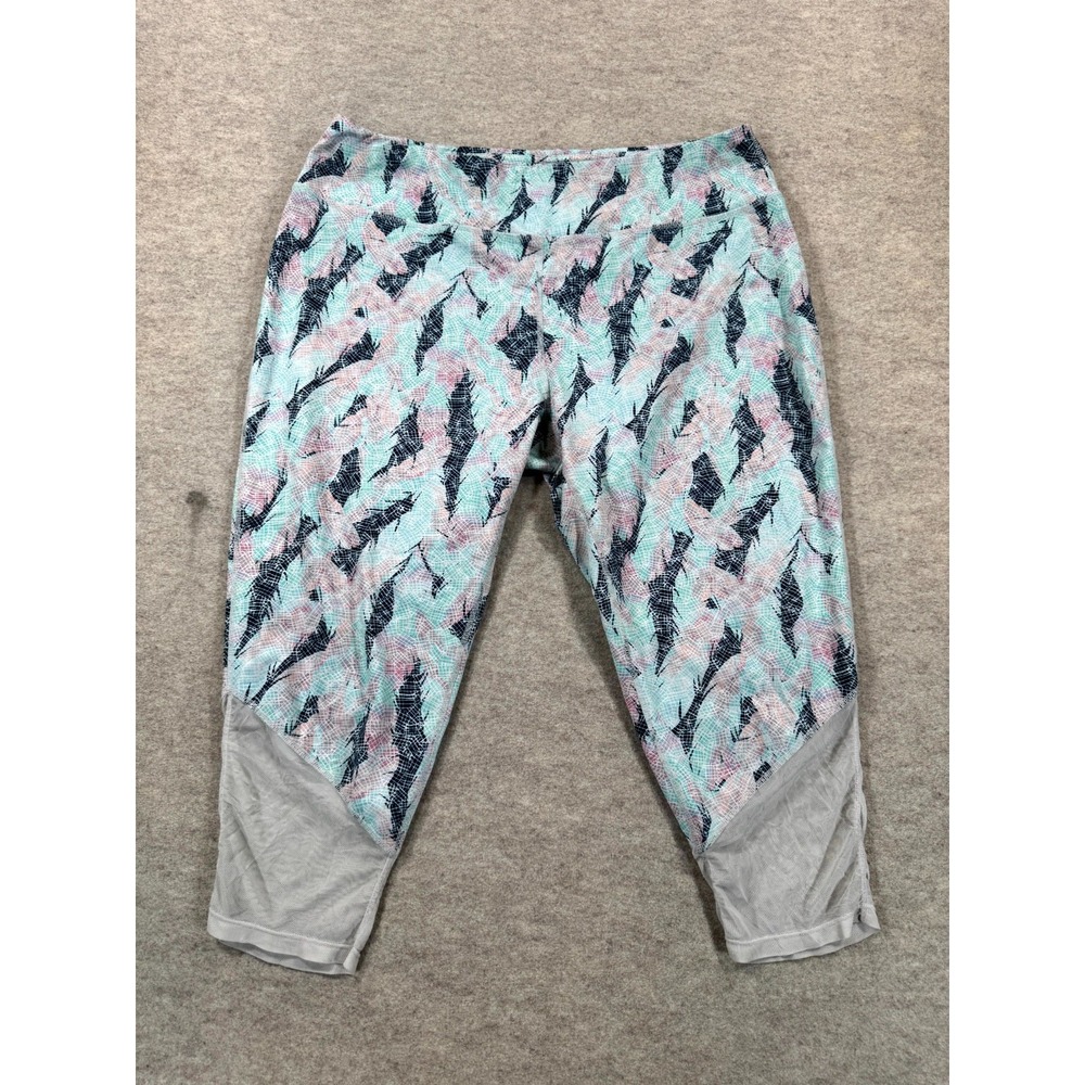 Pro Player Capri Leggings Womens 2X Multicolor Abstract Mesh Ankle Activewear